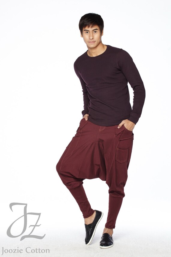 NO.95 Men s Unique Pockets Harem Pants Trendy Drop Crotch Joggers