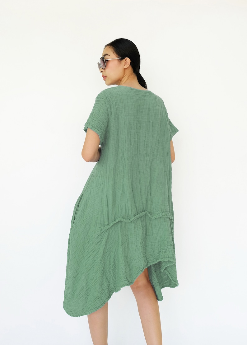 NO.200 Women/'s Short Sleeves Floral Appliqu\u00e9 Tunic Dress #Mint