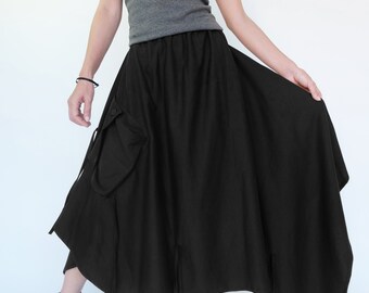 NO.252 Women's Extravagant Asymmetrical Skirt, Drawstring-detail A NO.252 Women's Extravagant Asymmetrical Skirt, Drawstring-detail A