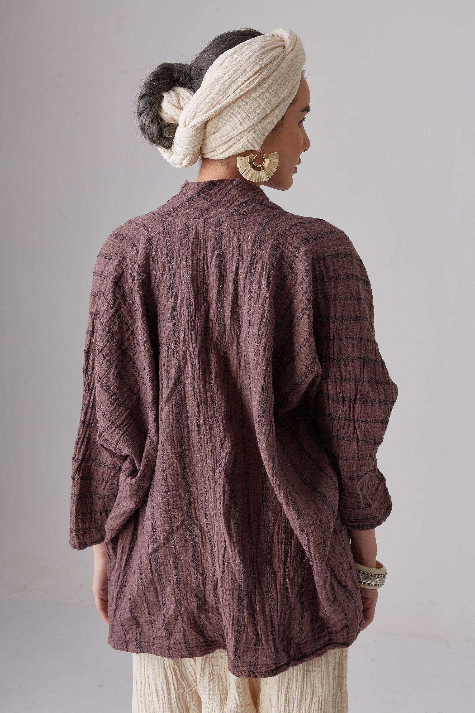 Kimono Style Striped Cardigan main image 1