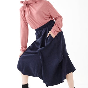 NO.286 Womens Asymmetrical Skirt/Pants, Loose Fit Skirt/Pants in Blue image 8