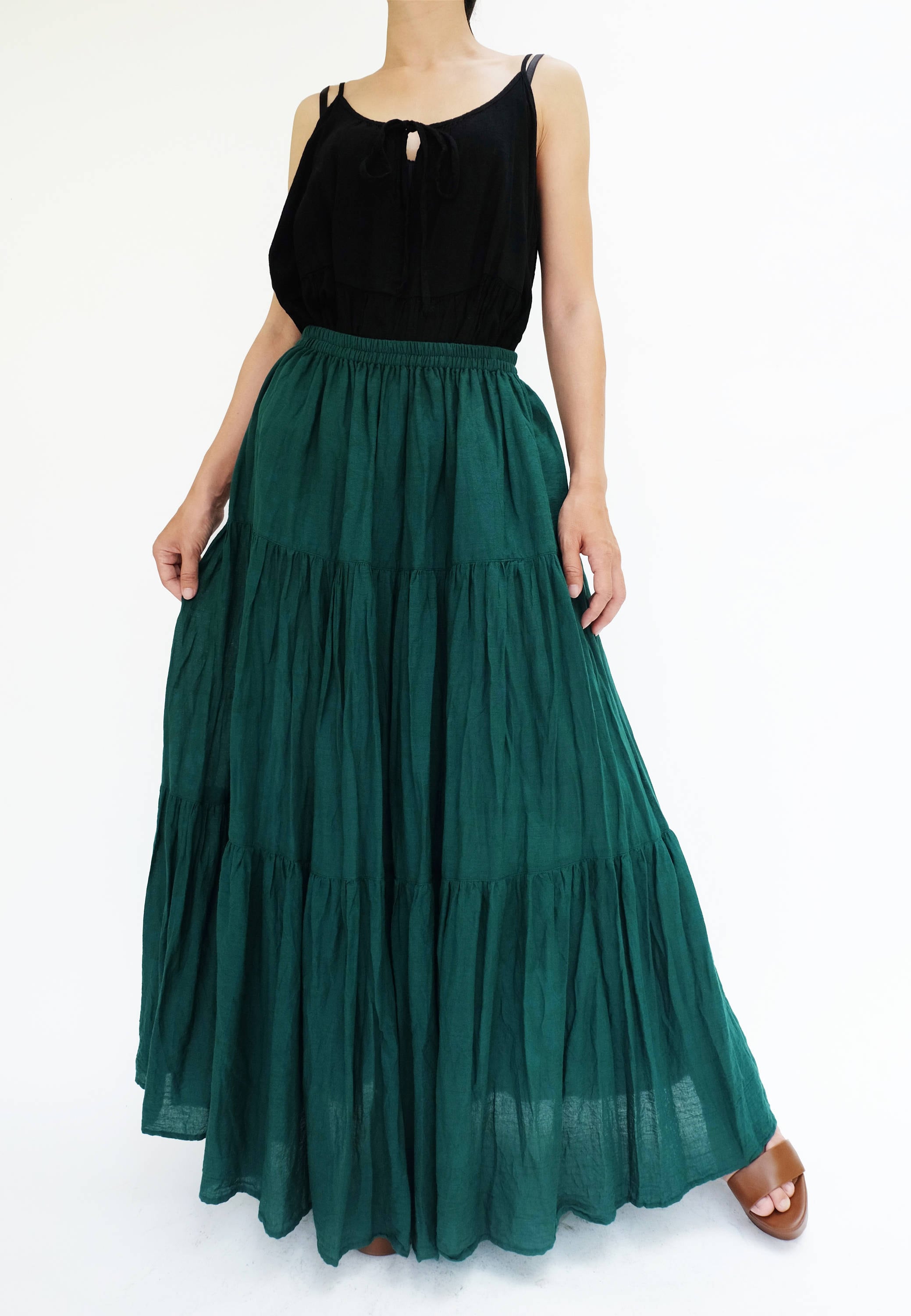 NO.5 Teal Green Cotton Gauze Hippie Gypsy Boho Tiered Long Etsy