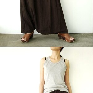 NO.34 Jupe longue plissée sur le devant pour femme, jupe convertible confortable et décontractée, jupe trapèze en marron image 4