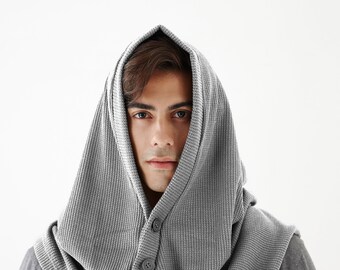 【WOOHWA】HOOD WOOL BUTTON SCARF WOOHWA】HOOD WOOL BUTTON SCARF