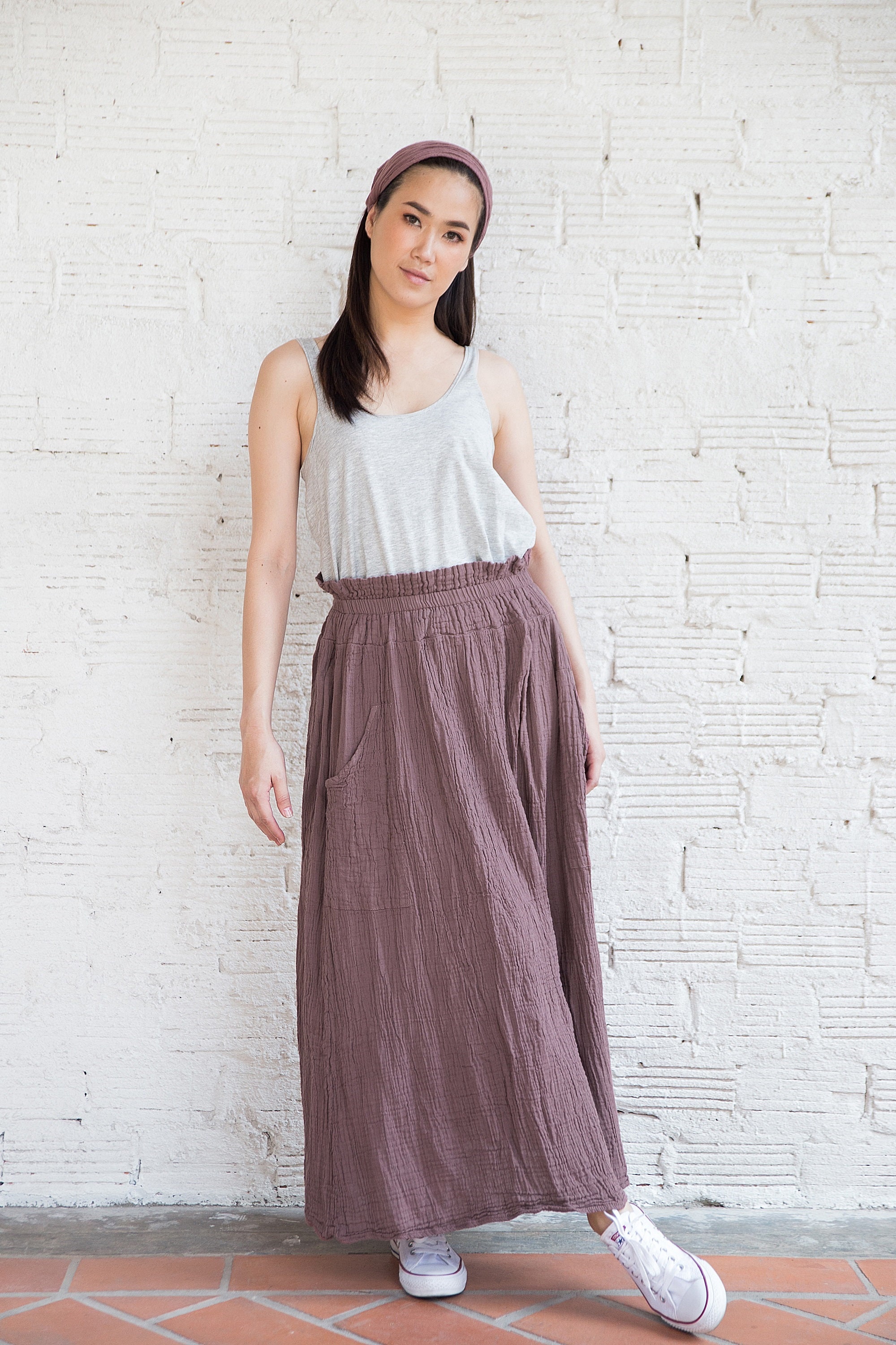 NO.242 Women's Ruffle Waist Patch Pocket A-line Skirt - Etsy