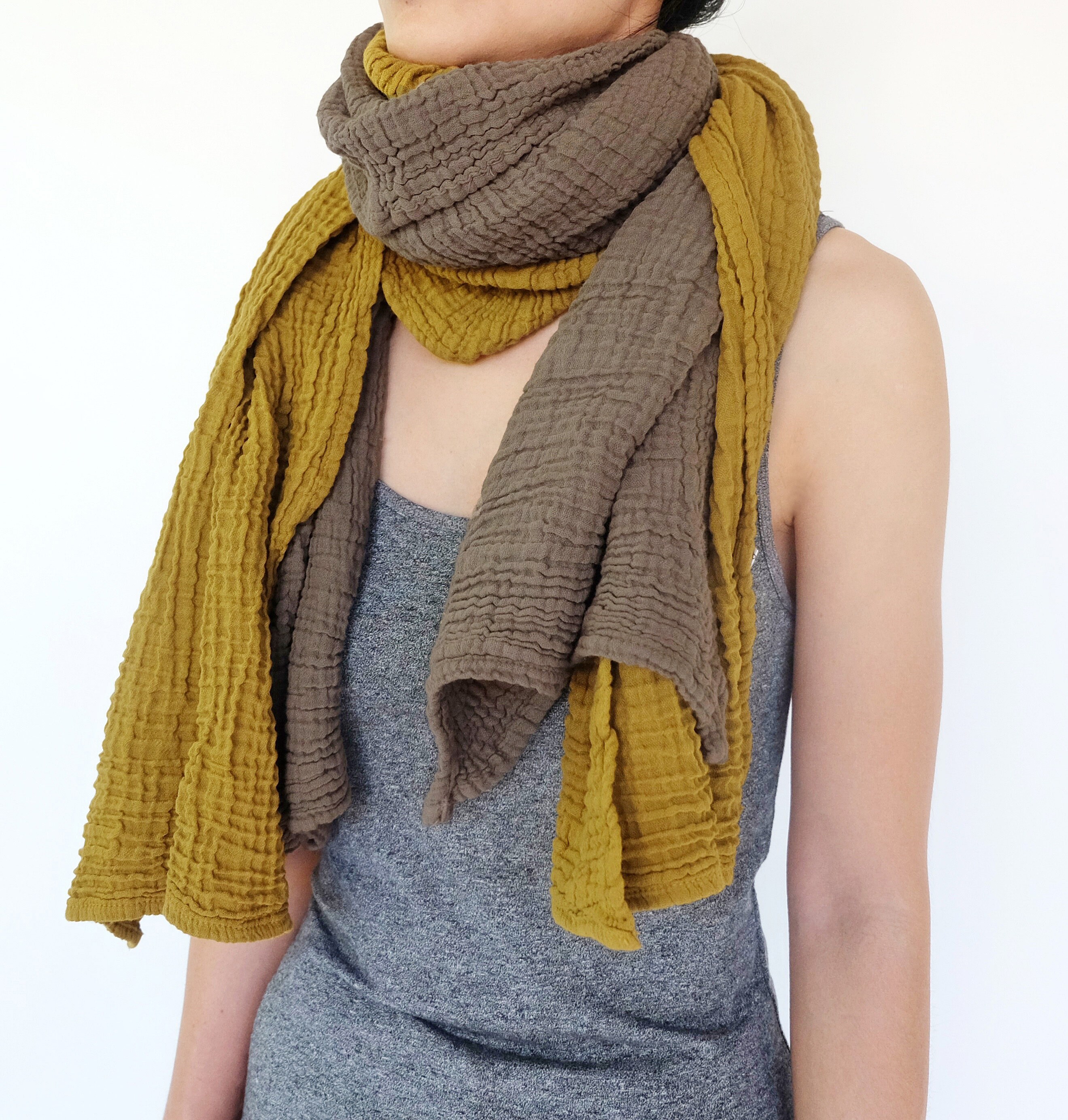 注目ショップ・ブランドのギフト NO.255 Style Bohemian Scarf, Wrinkle Cotton Gauze Double 小物