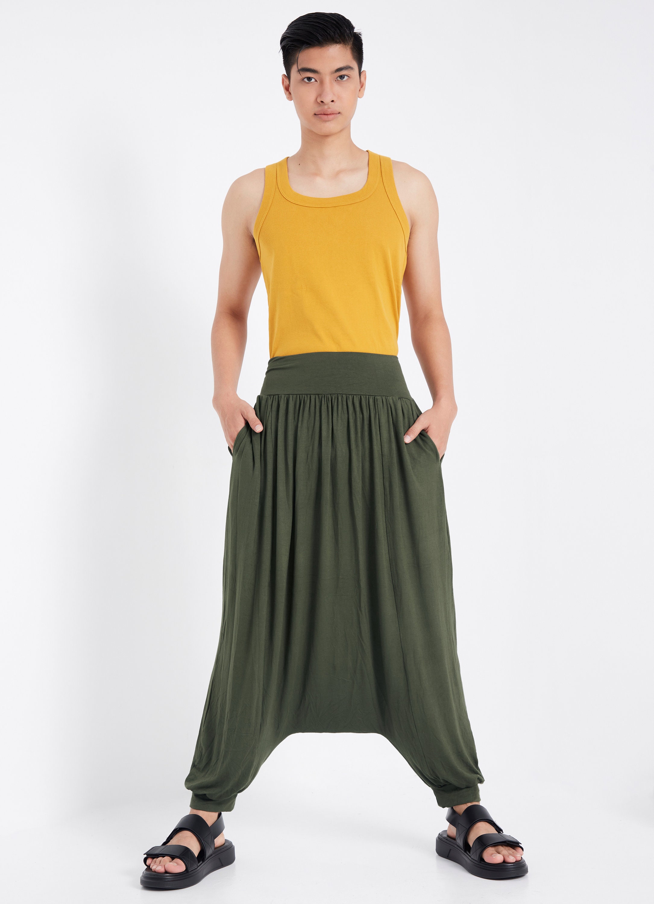 NO.306 Men's Softly Softly Drop Crotch Harem Pants, Low Crotch