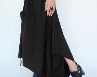 NO.252 Women's Extravagant Asymmetrical Skirt, Drawstring-detail A