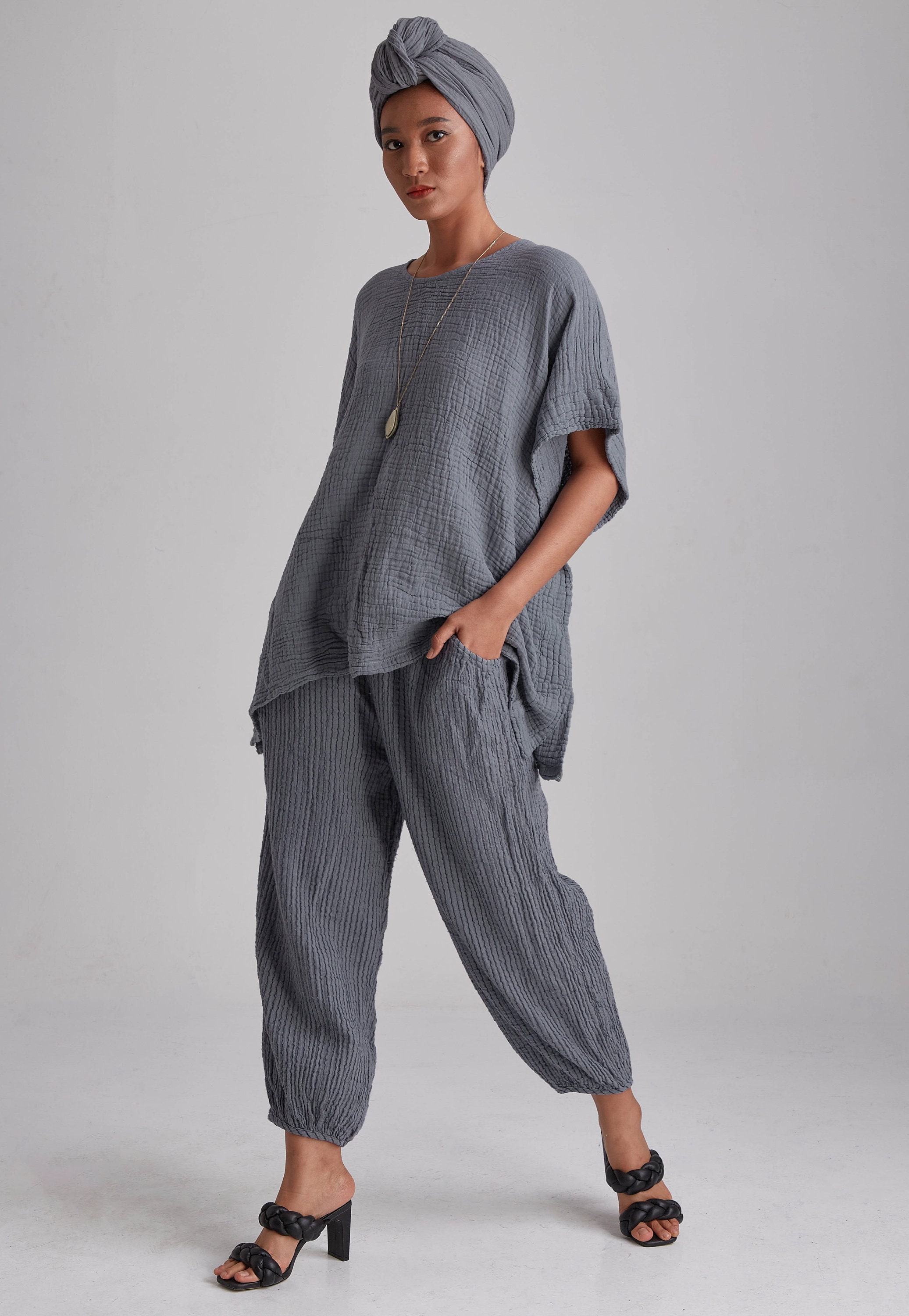 パンツ DIAGONAL : 25SS / WRINKLED STRAP PANTS (2COLORS) Zengjo Multicolor Stretch Active Pull On Pants Size XL | eBay