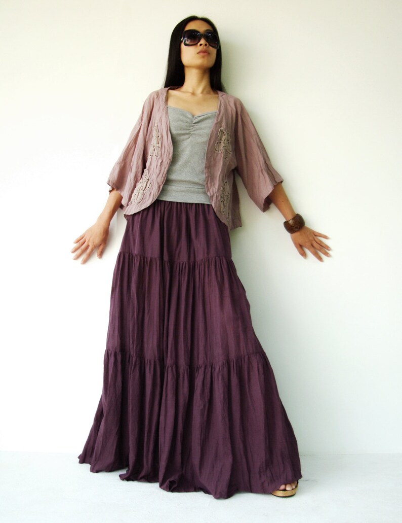 NO.5 Reddish Purple Cotton Gauze Hippie Gypsy Boho Tiered Etsy