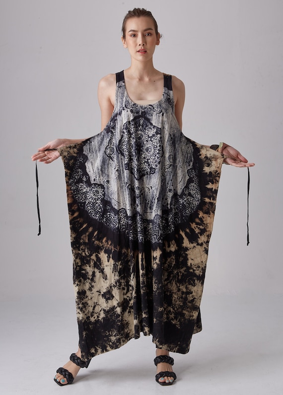 NO.108 Women's Sleeveless Scoop Neck Lace Print Maxi Dress, Casual Summer Dress, Resort Dress