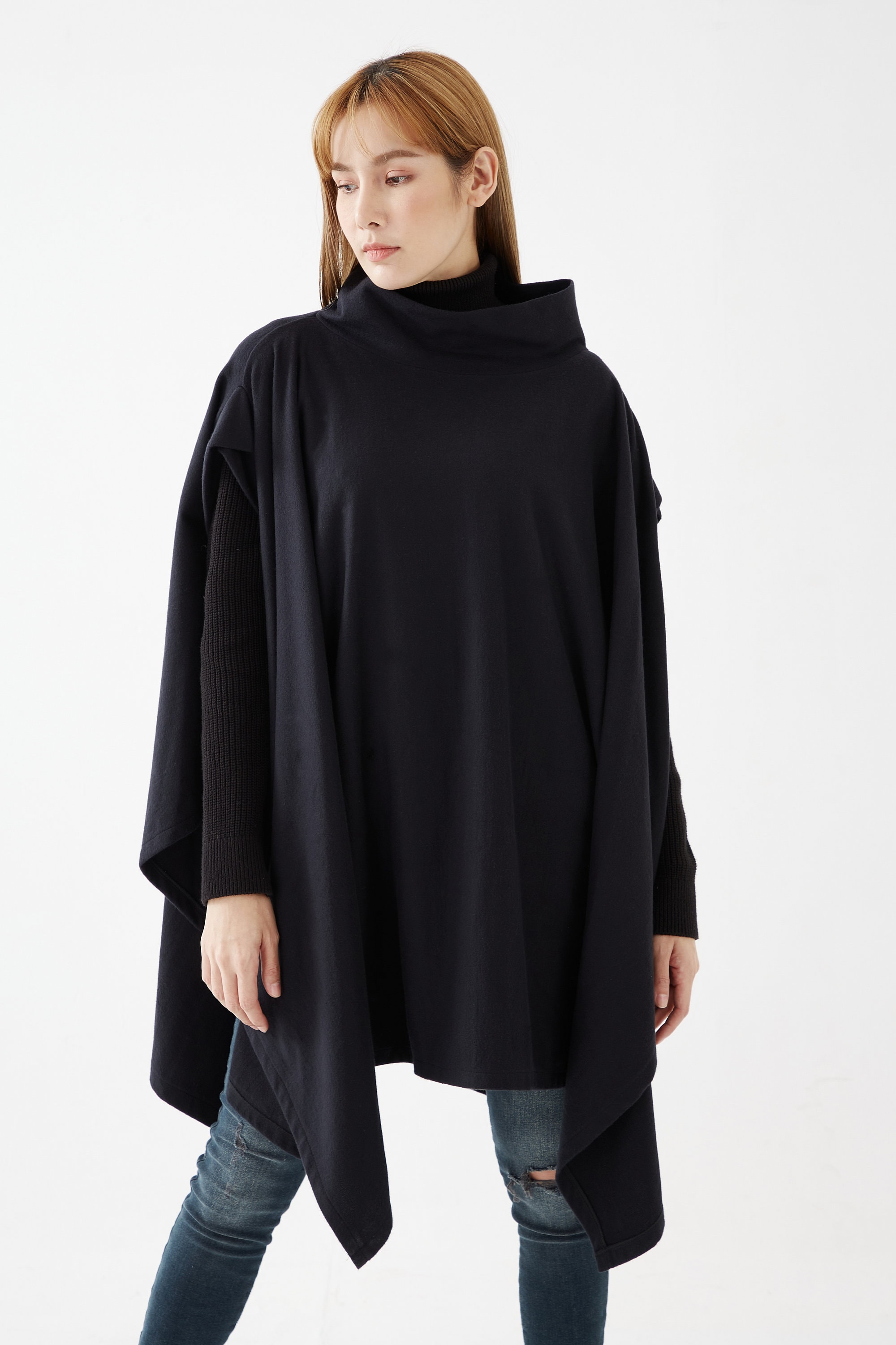 YOSOOU　Two Piece Collar Poncho NO.279 Women's Stand Collar Poncho Sweater, Extravagant