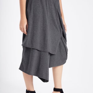 NO.187 Women's Taxidermy Asymmetric Skirt/Pants, Casual Wide Leg Trousers, Cropped Pants/Skirt in Mottled Gray image 6