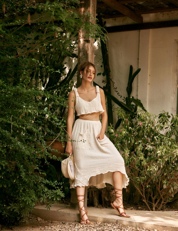NEW---NO.312 Women's Crop Top and Skirt Two Piece Set