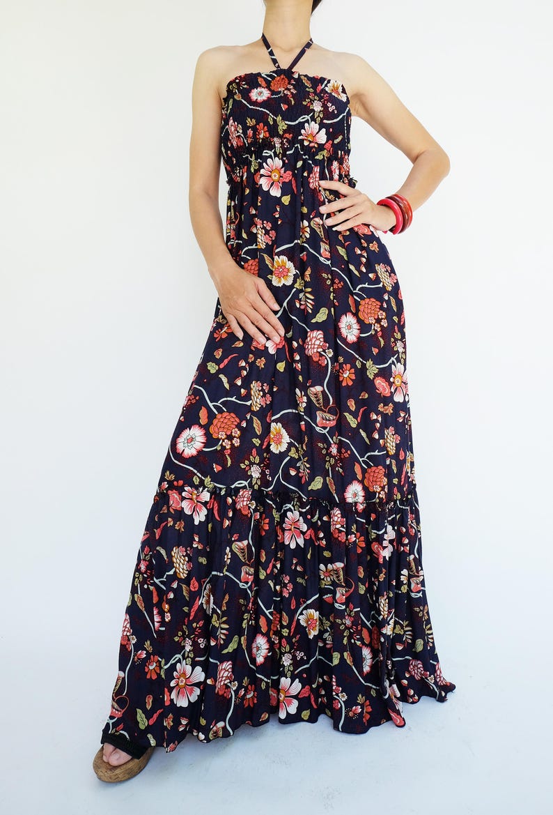 Polyester Floral Print Strapless Sleeveless Dress Elegant Artisan Variant Heritage