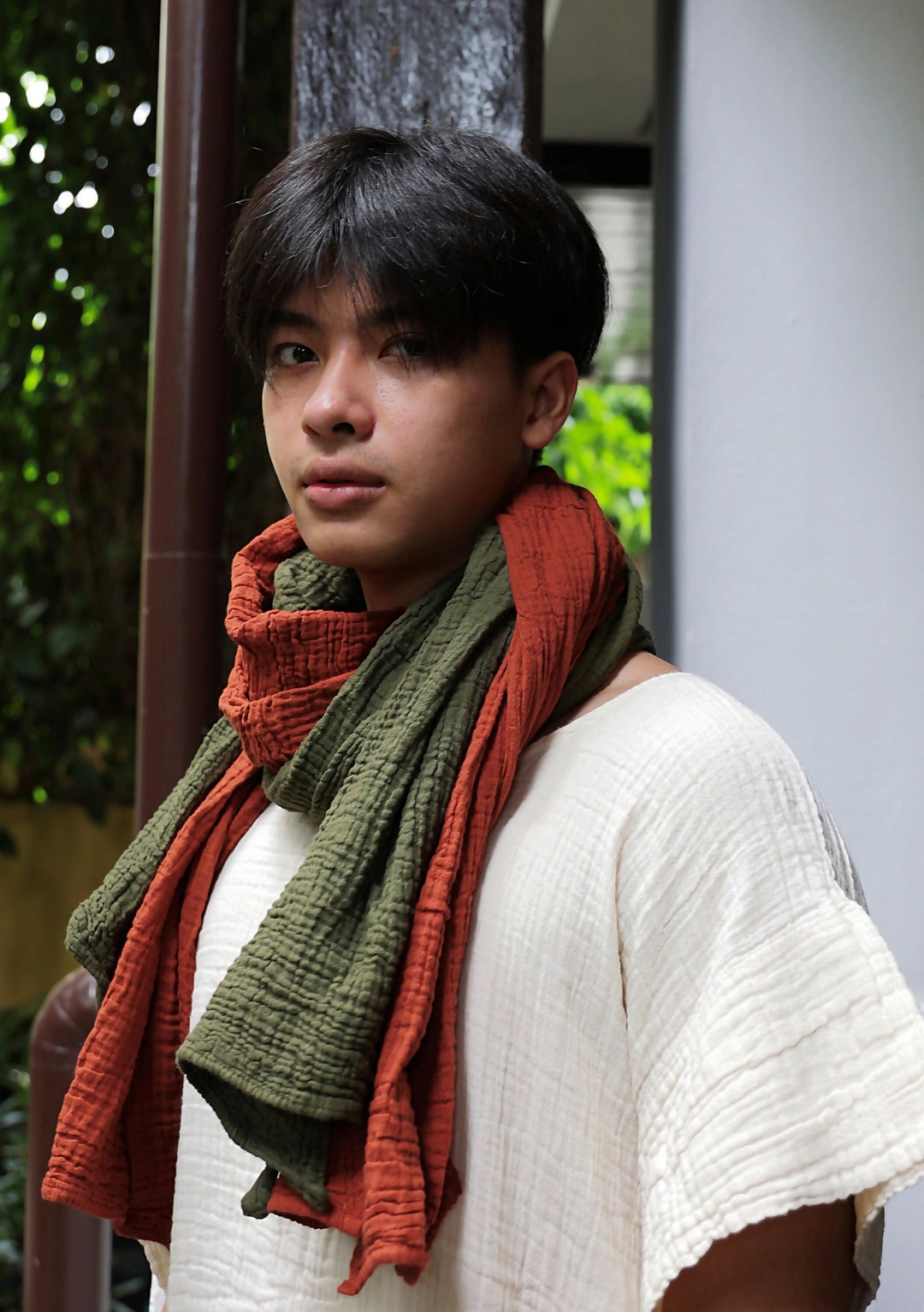 Unisex Cotton Blend Crinkle Scarf Lightweight Long Soft