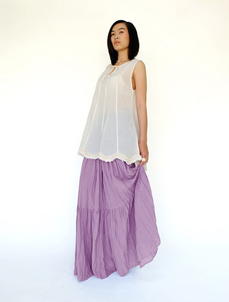 NO.5 Dusty Lilac Cotton Gauze Hippie Gypsy Boho Tiered Long Etsy