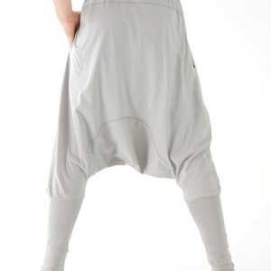 NO.58 Men's Drawstring Waist Low Crotch Harem Pants, Loose Harem Trousers, Unisex Pants in Gray image 9
