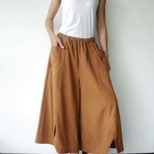 NO.41 Women’s Wide Leg Palazzo Pants, Casual Loose Fitting Trousers in Ochre image 2