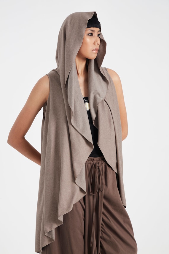 NO.318 Women's Circle Waterfall Draped Vest, Sleeveless Open NO.318 Women's Circle Waterfall Draped Vest, Sleeveless Open