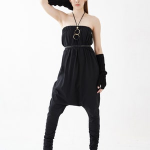 NO.125 Women's Strapless Loose Jumpsuit, Casual Harem Rompers, Summer Loose Playsuit in Black image 5