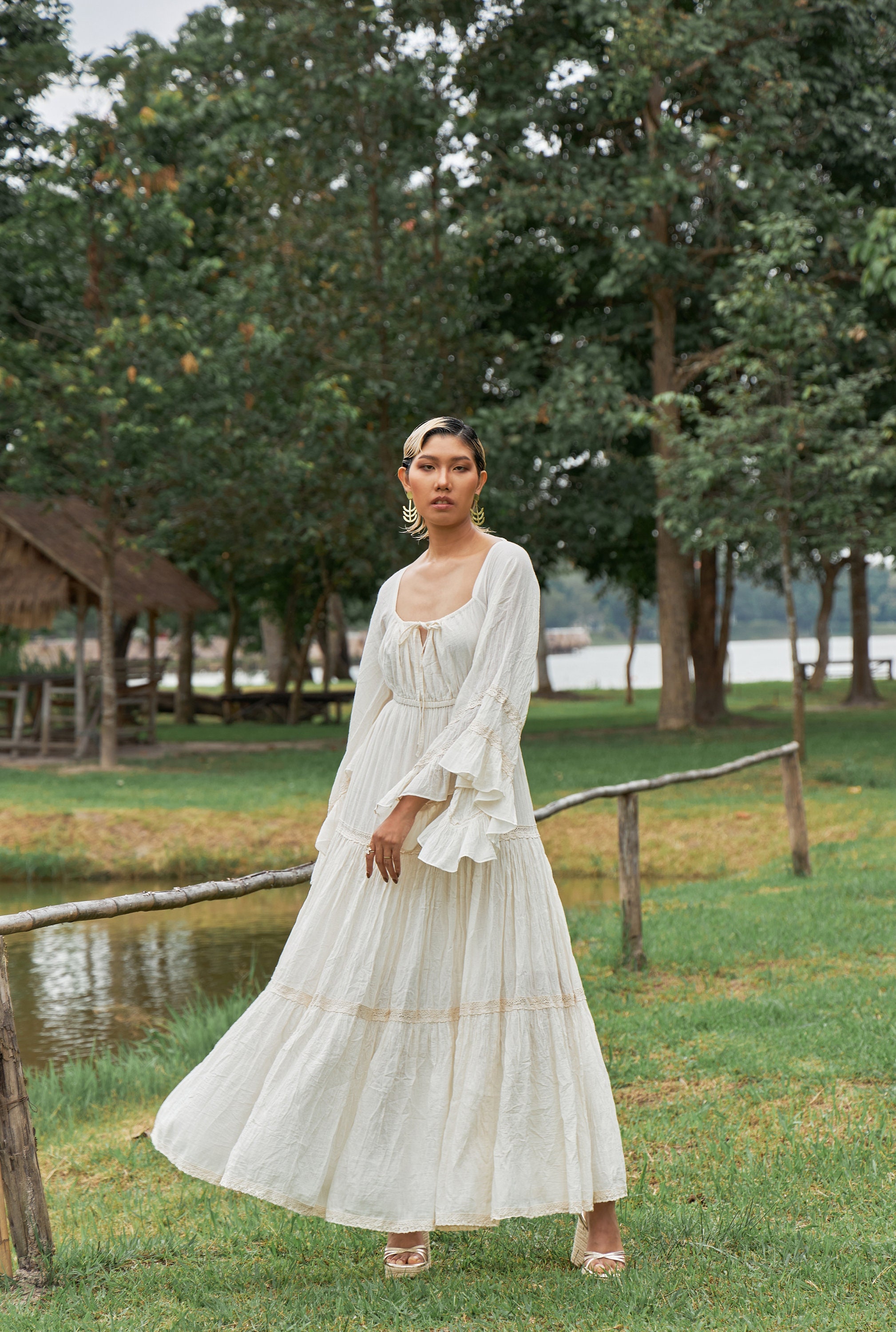 chinese dress ladies LIKE A STATUE BUTTERFLY SLEEVE MAXI DRESS  AKIRA