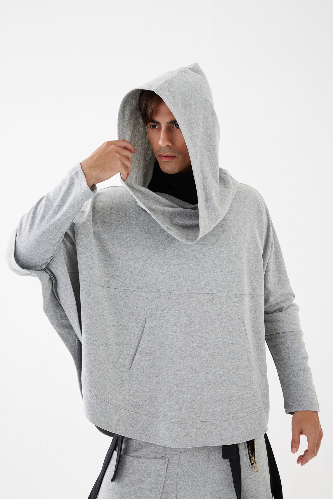 NO.176 Dolman Sleeve Hoodie Sweater voor heren Heather Grijs | Etsy