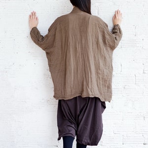 NO.243 Women's Kimono Sleeve Cardigan, Natural Fiber Flexible Cotton Loose Cardigan image 8