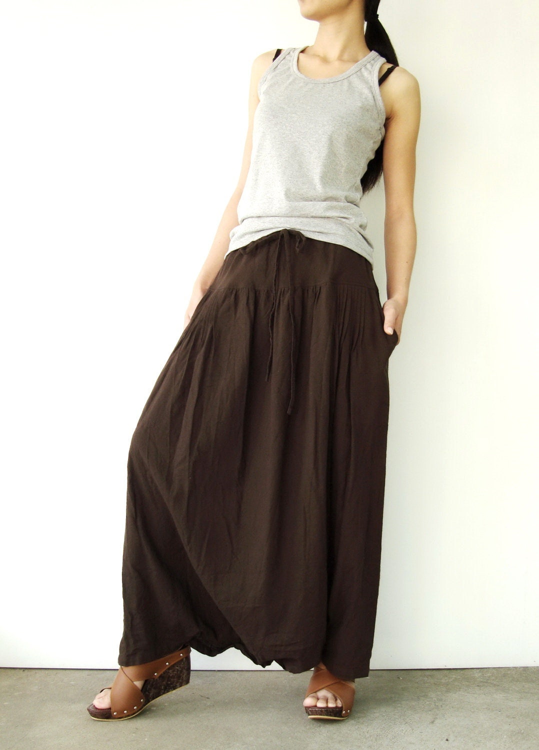 NO.34 Women's Pleated Front Long Maxi Skirt Comfy Casual - Etsy