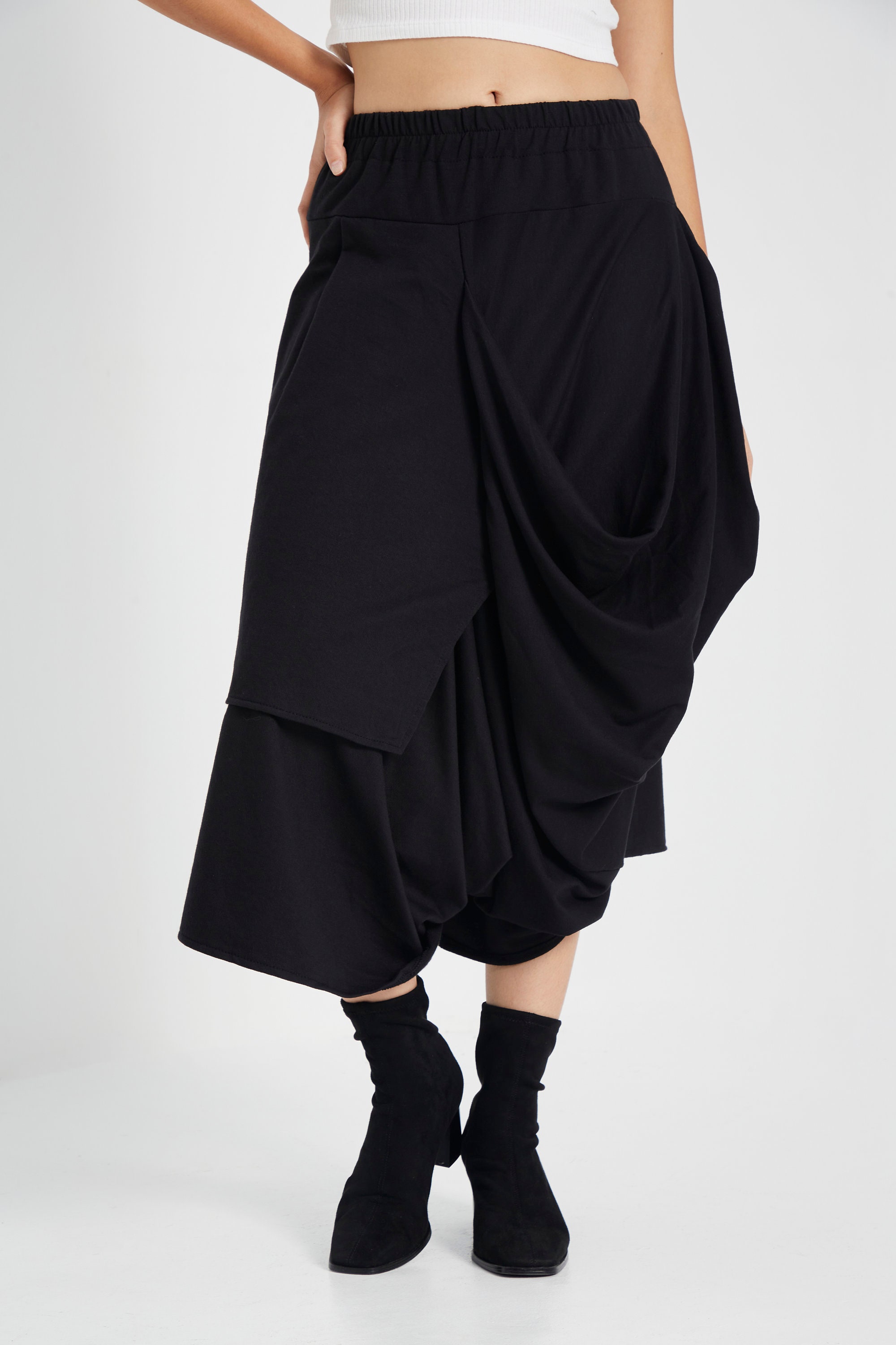 NO.187 Women's Taxidermy Asymmetric Skirt/pants, Casual Wide