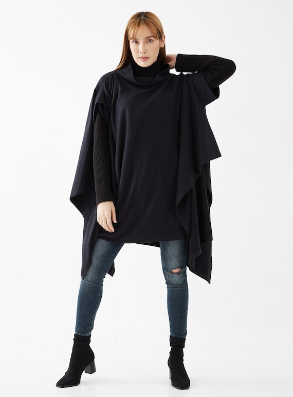 Black poncho sweater sale