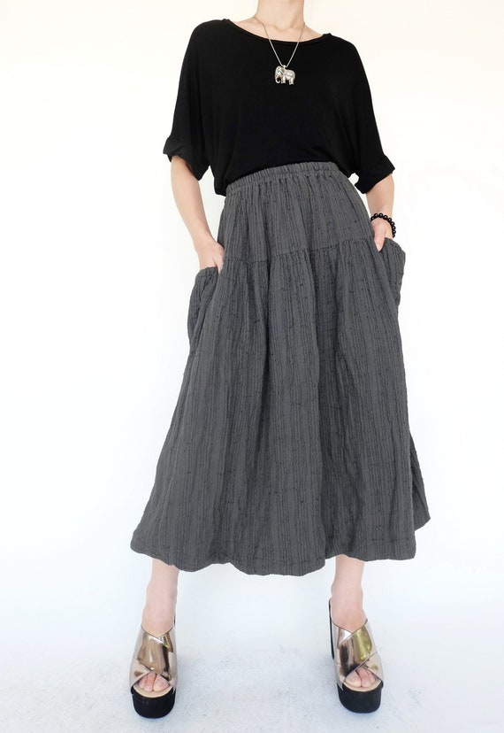 NO.261 Women's Striped Balloon Skirt 100% Natural Cotton - Etsy