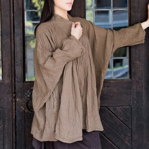 NO.243 Women's Kimono Sleeve Cardigan, Natural Fiber Flexible Cotton Loose Cardigan image 4