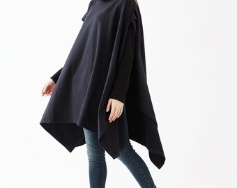 NO.279 Women's Stand Collar Poncho Sweater, Extravagant
