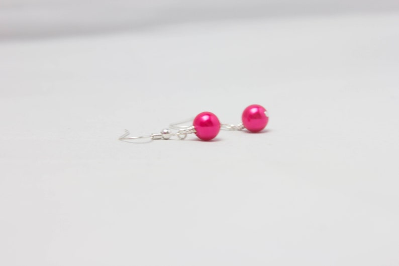 Pink Bridesmaid Jewellery Fuchsia Pink Pearl Jewellery Set Wedding Jewellery Necklace and Earring Set