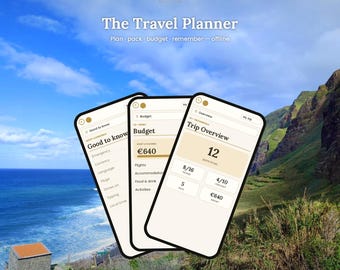 旅行プランナーアプリ - インタラクティブな旅行日程、予算、持ち物プランナー | オフライン、10言語対応 | 即時ダウンロード
