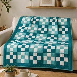 Nine Patch Quilt PDF Pattern, Beginner Friendly, Easy Nine Patch Throw Quilt Guide , Patchwork Quilt, PDF (Digital Download)