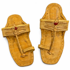 Handmade Genuine Leather Kolhapuri Chappal, Embossed Toe Loop, Ethnic Indian Footwear