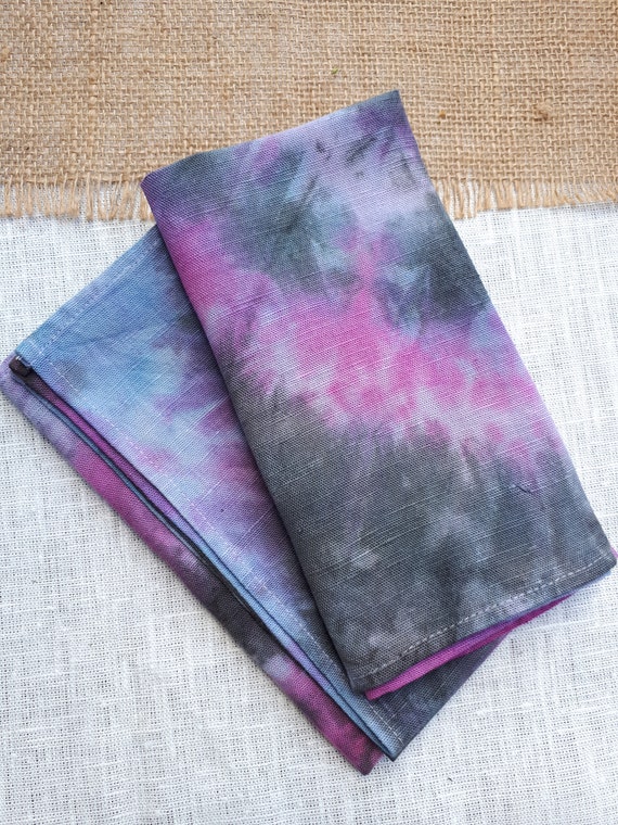 housewarming gift Ombre linen placemats unique gift set of 6 purple hand dyed ombre linen coasters cocktail napkins hand dyed