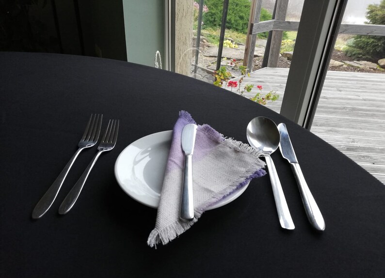 housewarming gift Ombre linen placemats unique gift set of 6 purple hand dyed ombre linen coasters cocktail napkins hand dyed