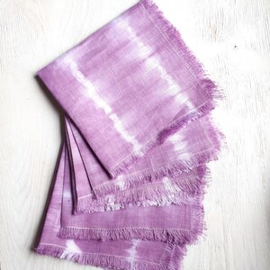 housewarming gift Ombre linen placemats unique gift set of 6 purple hand dyed ombre linen coasters cocktail napkins hand dyed