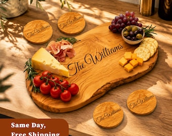 Personalized Olive Wood Cutting Board, Rustic Charcuterie Cheese Boards, Birthday Gift For  Father, Husband, Christmas Gift for Him