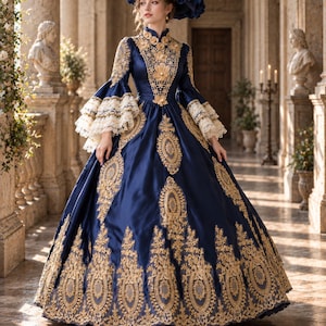 blue black white gold dress costume and Rococo dresses + rompers