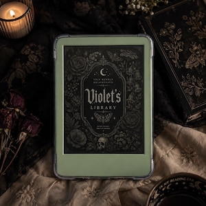 Personalized Gothic Botanical Kindle Lock Screen | Custom Name Ereader Wallpaper (Digital Download)