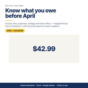 Etsy Tax Spreadsheet Bundle, 3 Templates, Bookkeeping, Schedule C Tracker, Fee Calculator, Google Sheets
