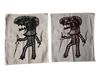 Authentic Fakaha Cloth 304 - Rare Unique hand painted Korhogo cloth Organic cotton Wall hanging