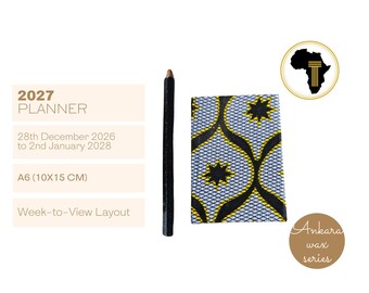 A6 weekly - 2027 Diary Planner Agenda Calendar covered with Ankara African Wax Print