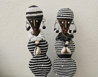 Set of 2 assorted Namji Dolls Ornaments from Cameroon - 25-26 cm