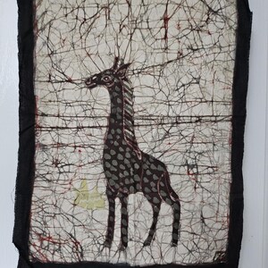 Batik Handmade Painted African Art Cloth Textile Fabric 100% cotton Signed F.R.  #05