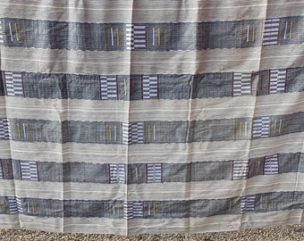 Handwoven Blanket from Waraniene Korhogo measuring 2.5 x 2m approx - African Throw - Off-white Beige and grey - Pastel colours